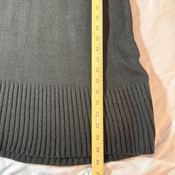 Notations Women's sz Large Sweater Knit Dress Black w/Gray Trim Midi Boat Neck - Picture 8 of 8